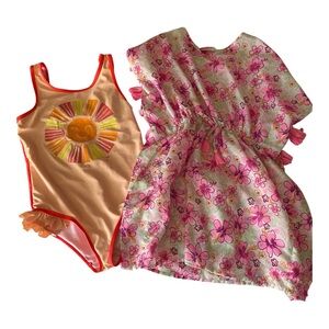 Floral Dress and Sunburst Swimsuit Set Girls 10/12